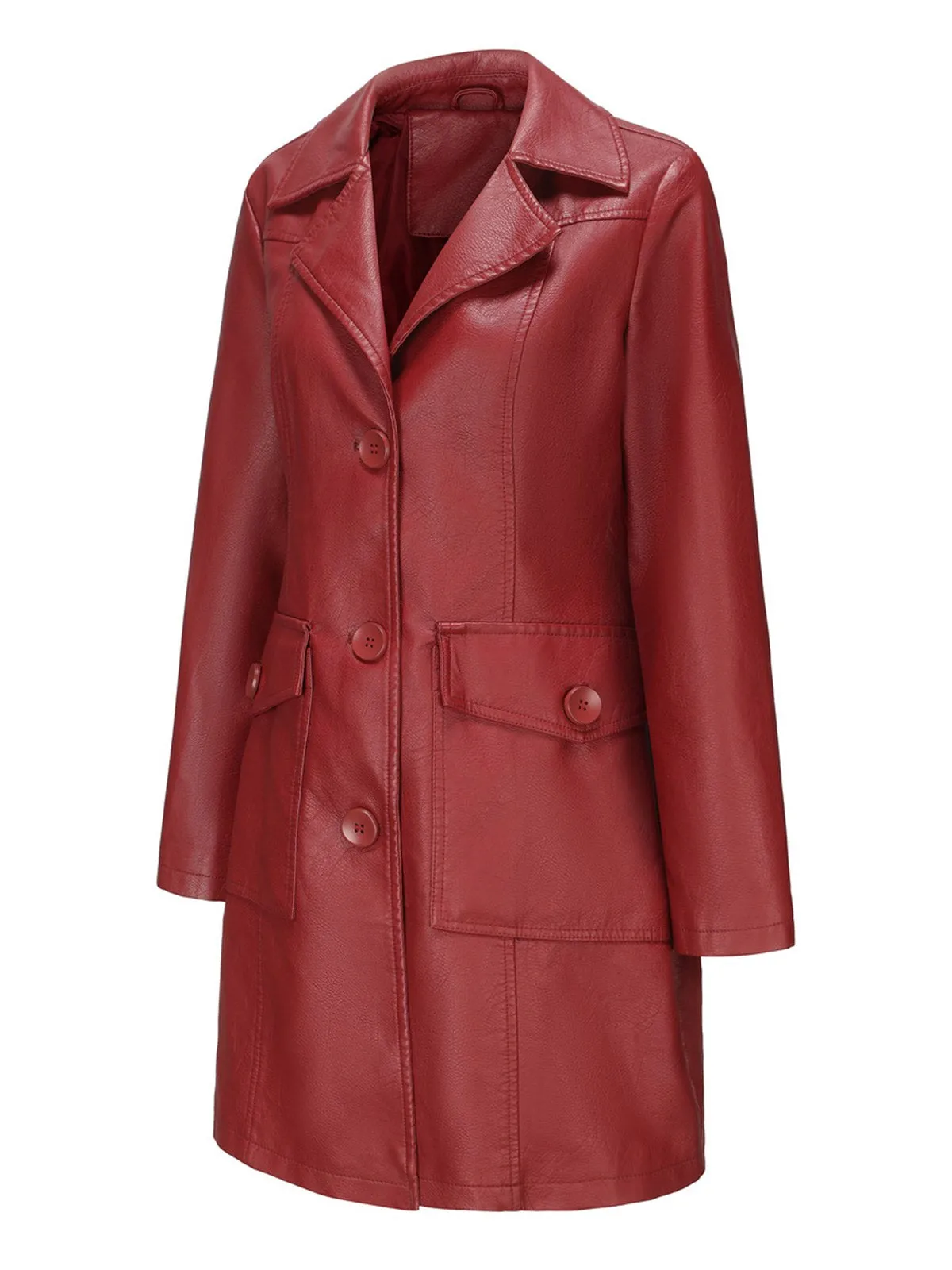 1940s Solid Lapel Leather Trench Coat