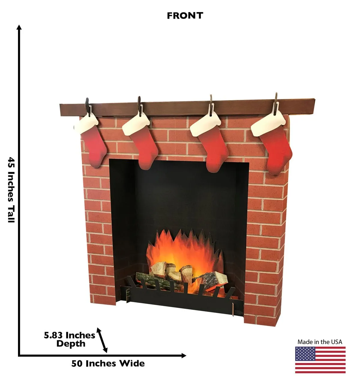 3D Brick Fireplace Cardboard Cutout