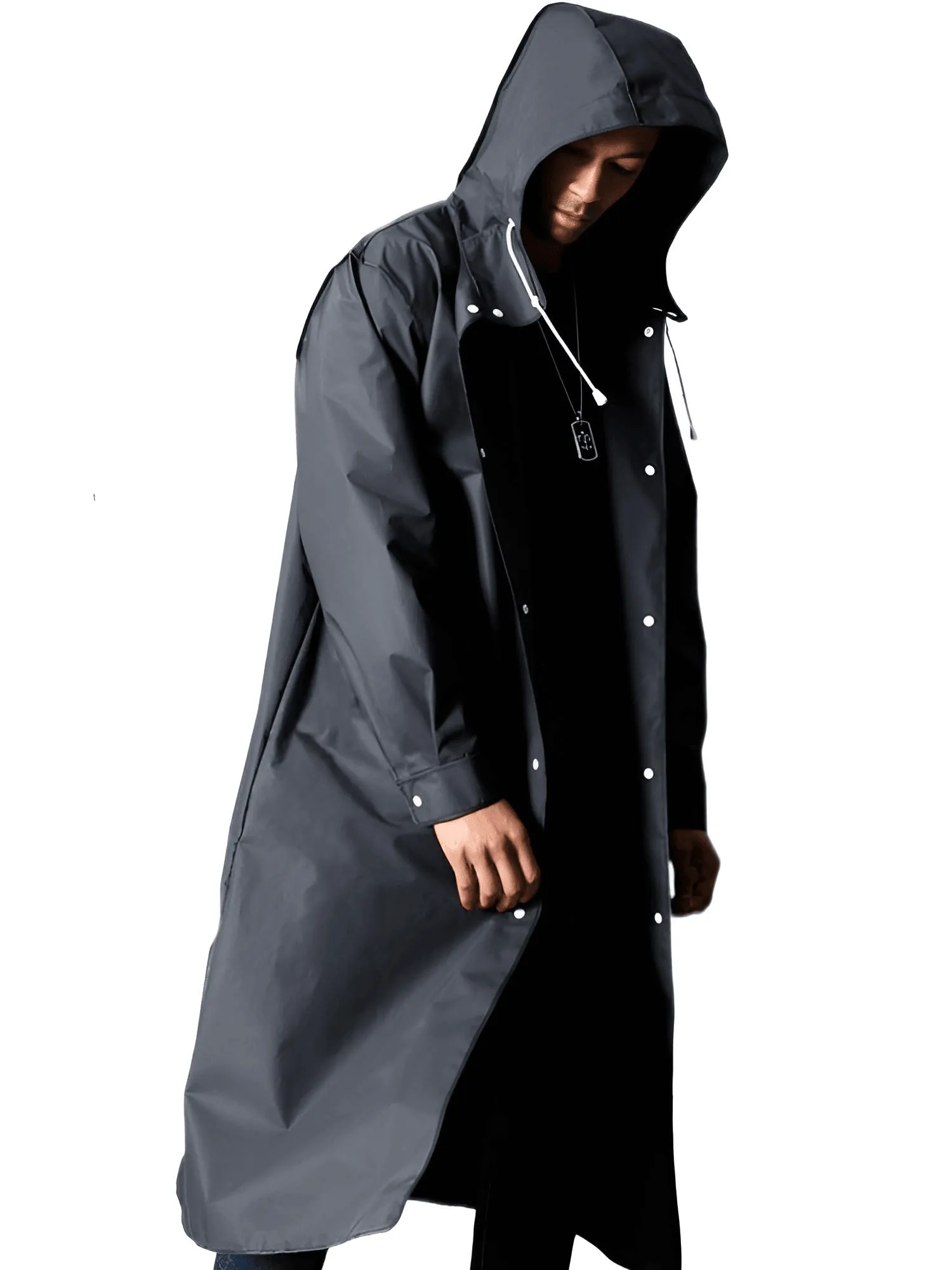 Adult's Black Waterproof Long Raincoat