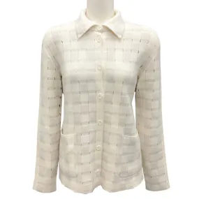 Akris Ivory Cashmere Knit Cardigan Sweater