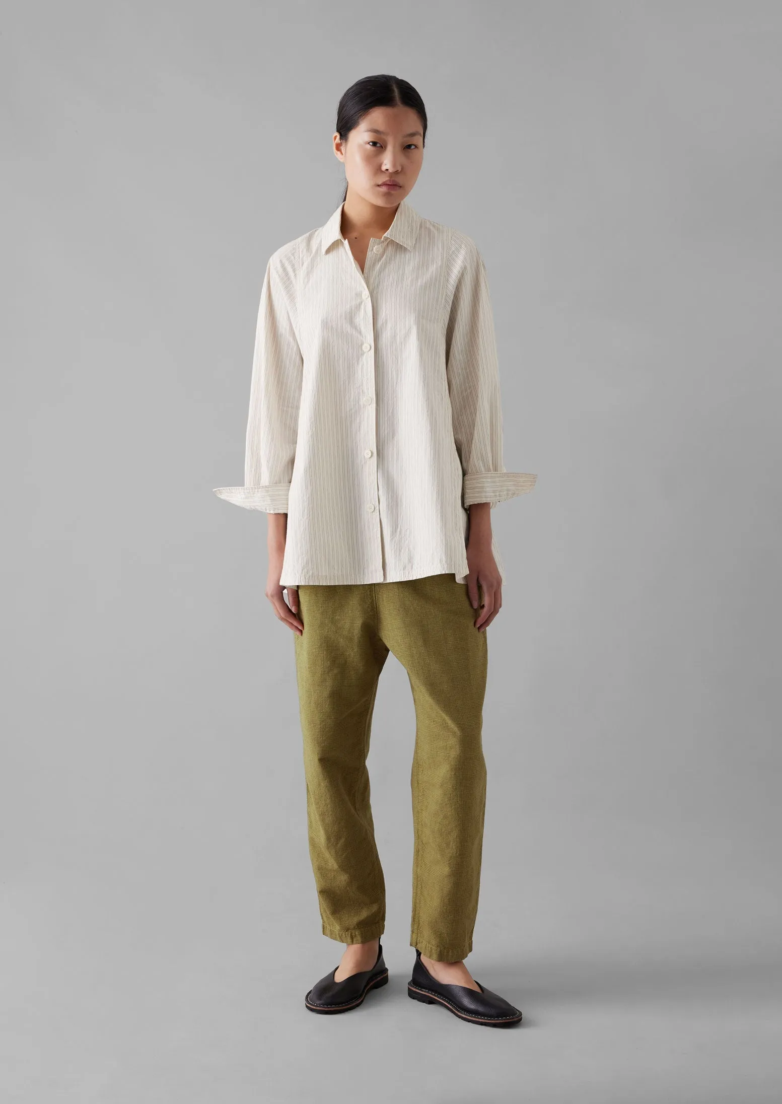 Alix Cotton Check Pants | Golden Olive