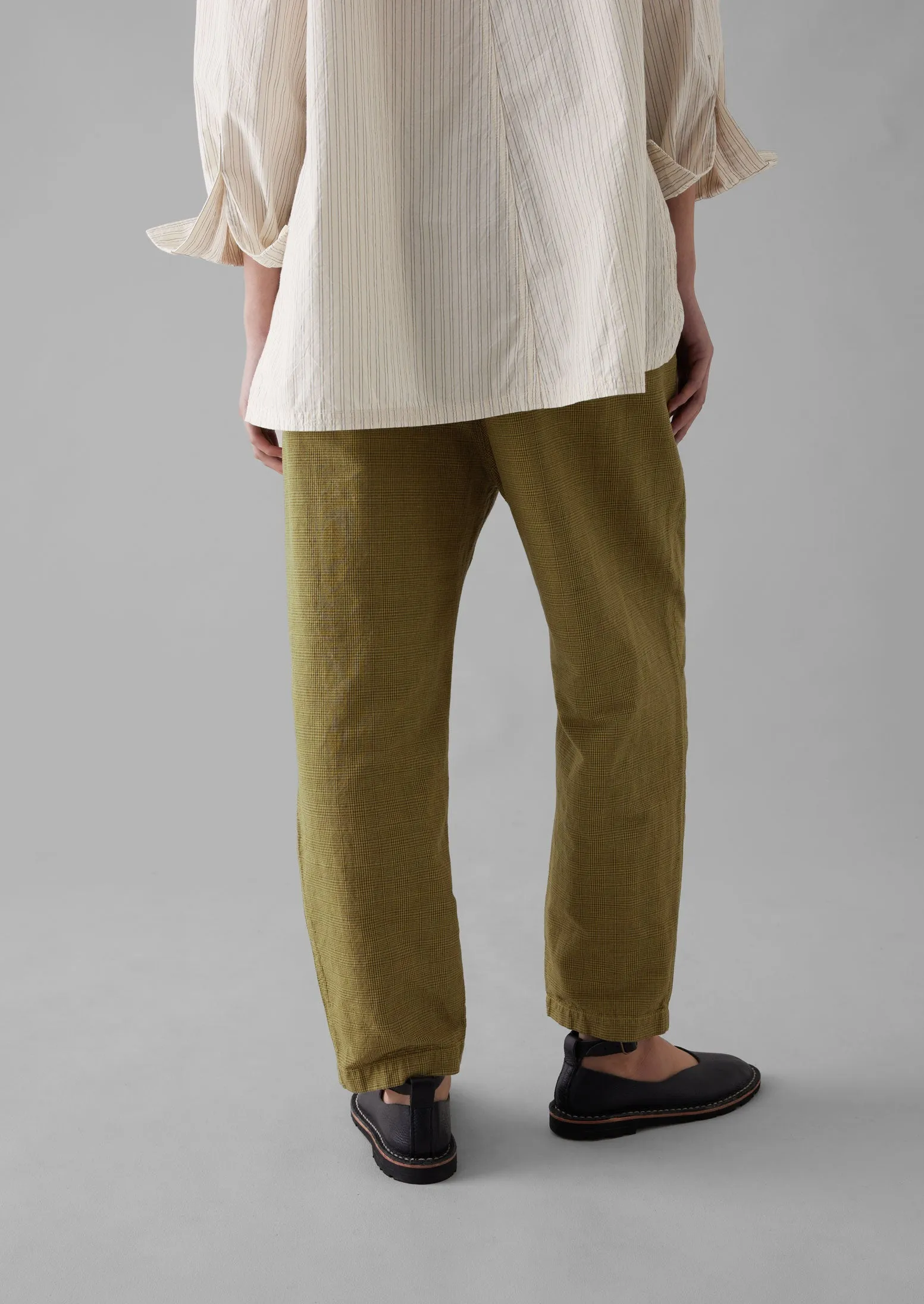 Alix Cotton Check Pants | Golden Olive