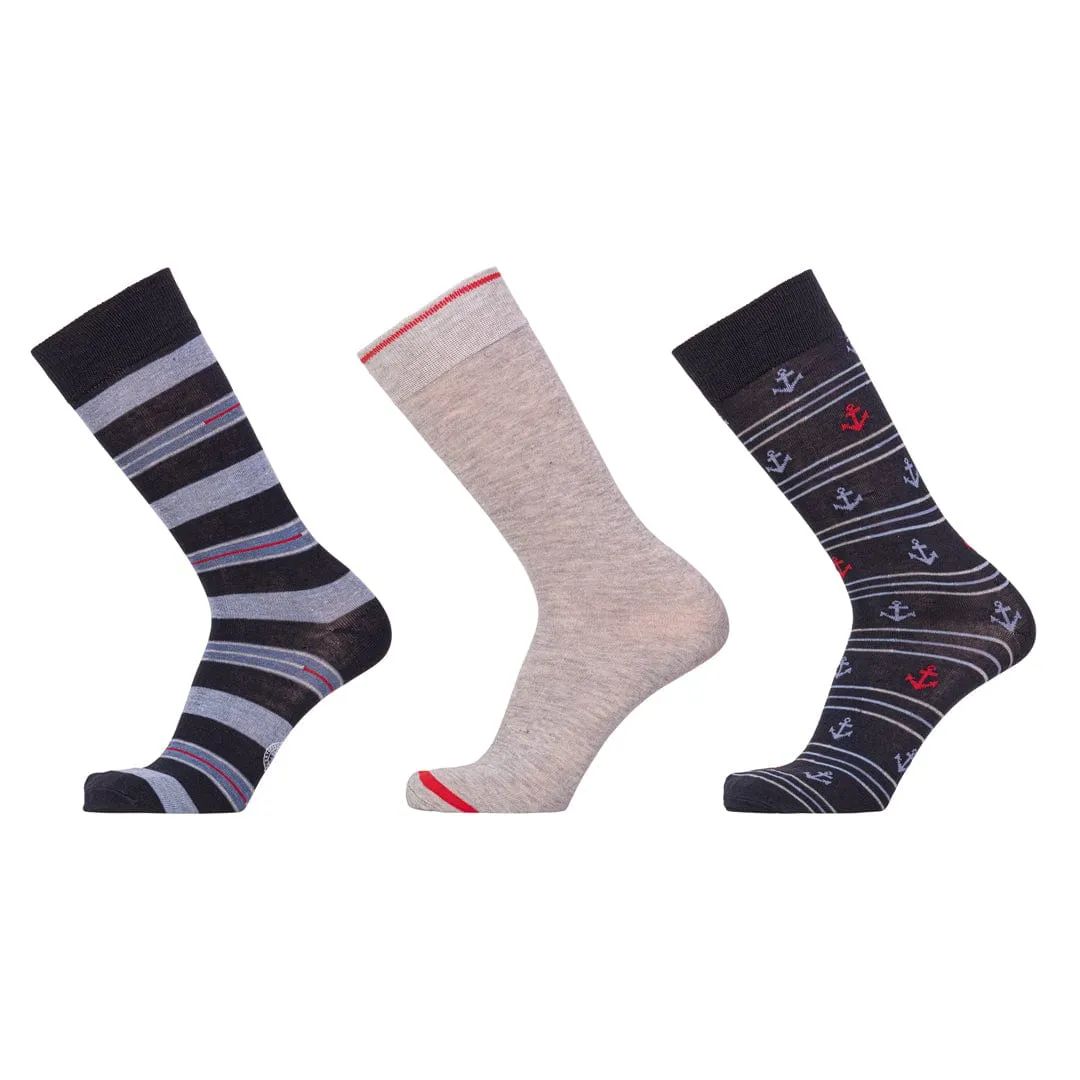 Anchors 3 Pack Crew Socks