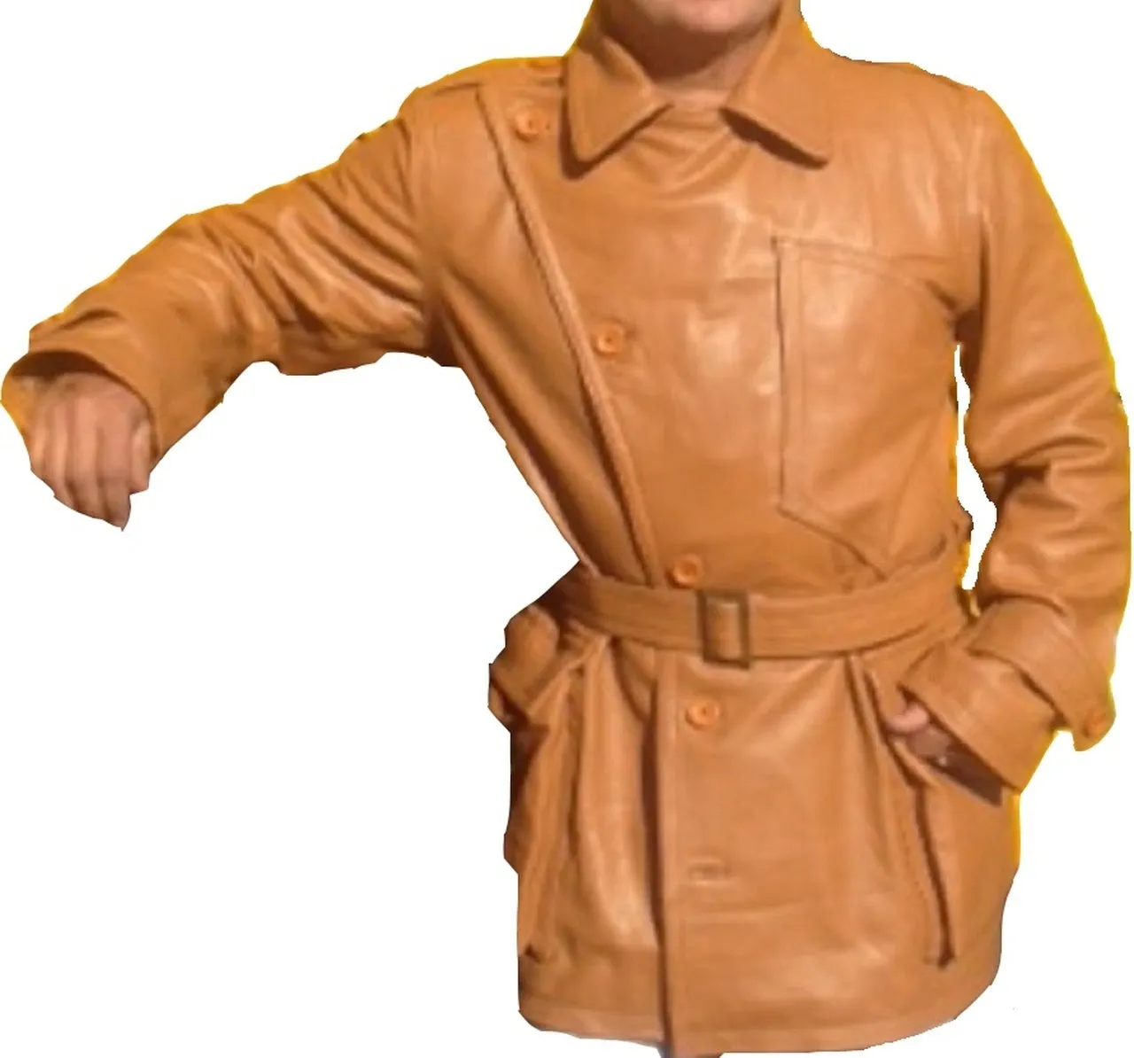 Aviator Flying Three Quarter Pilot Tan Genuine Leather Coat