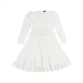 BAMBOO IVORY EMBROIDERED LACE RUFFLE DRESS [Final Sale]