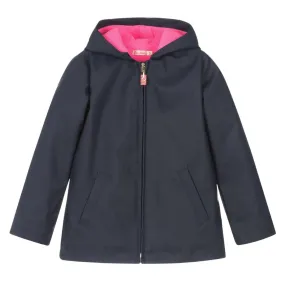 Billieblush Navy Matt Coated Hooded Raincoat