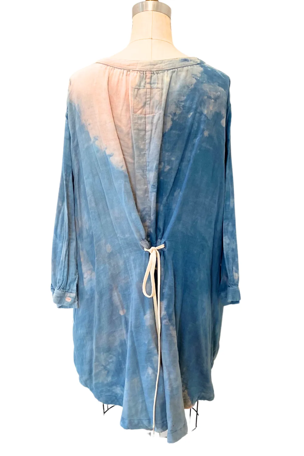 Botanically Dyed Cotton Tunic in Blue Pink