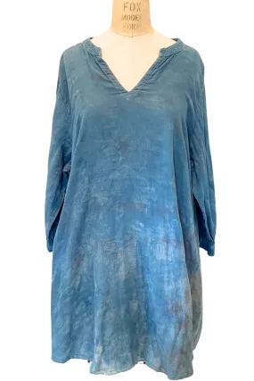 Botanically Dyed Cotton Tunic in Blue Purple