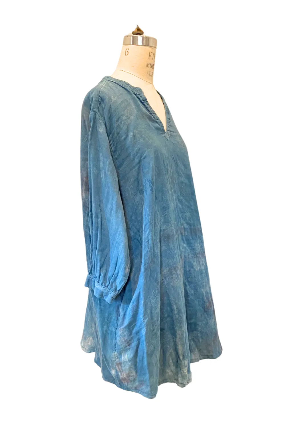 Botanically Dyed Cotton Tunic in Blue Purple