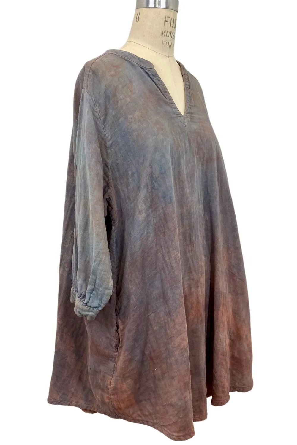 Botanically Dyed Cotton Tunic in Mauve