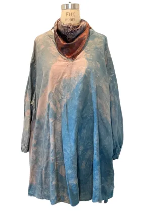 Botanically Dyed Linen Tunic in Blue Mauve