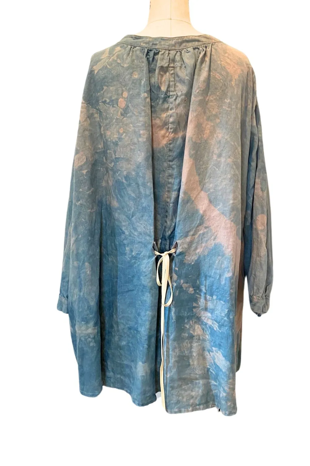 Botanically Dyed Linen Tunic in Blue Mauve