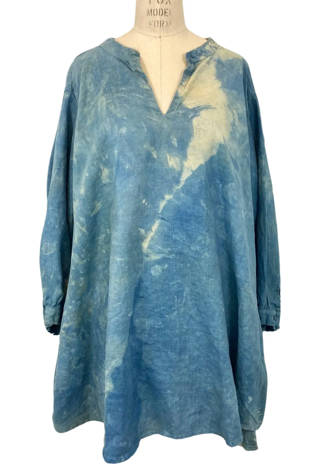 Botanically Dyed Linen Tunic in Blue Mist