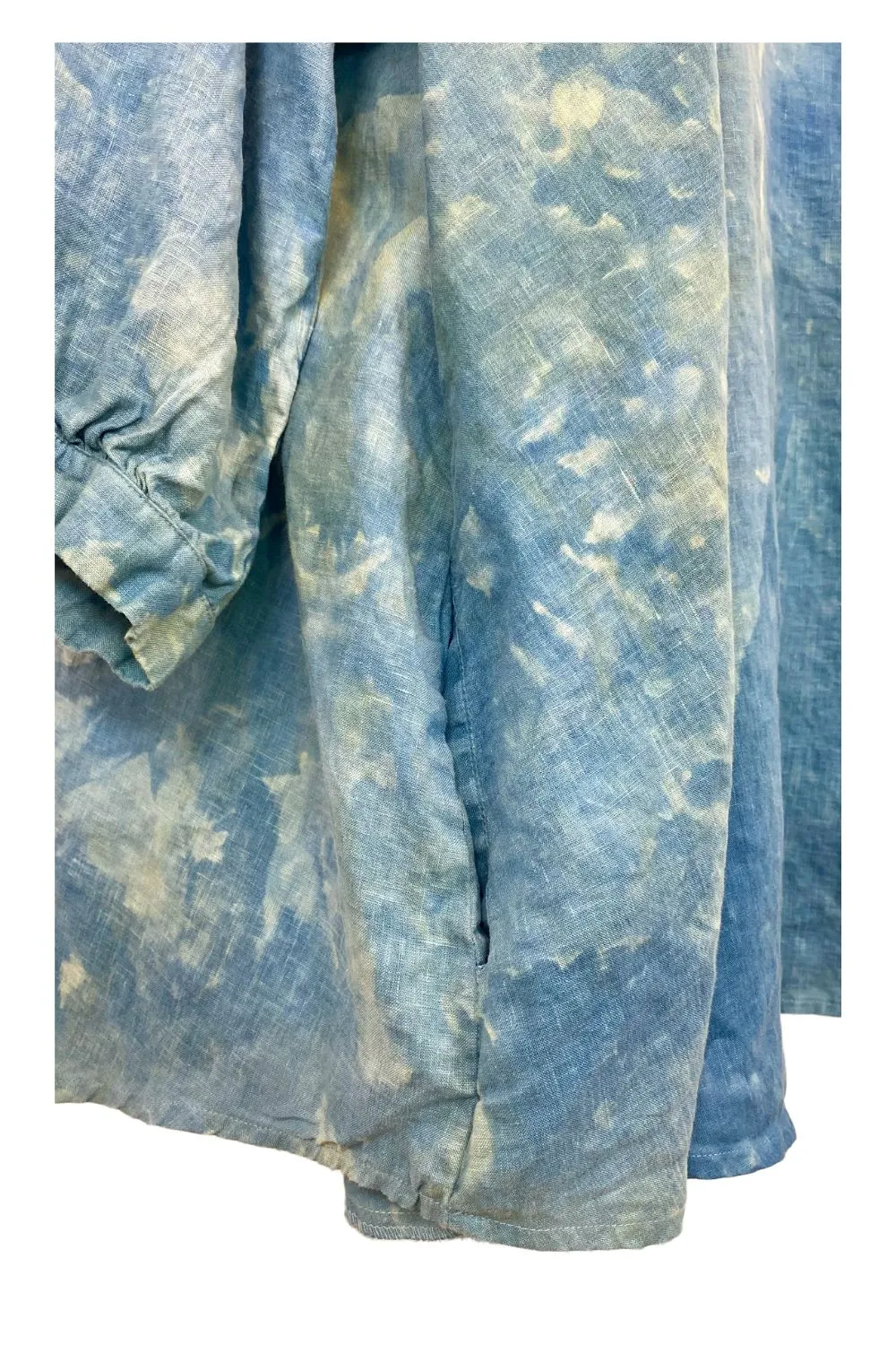 Botanically Dyed Linen Tunic in Blue Mist