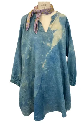 Botanically Dyed Linen Tunic in Blue Mist