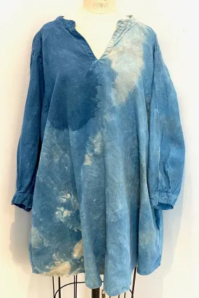 Botanically Dyed Linen Tunic in Blue Shoulder Size 1