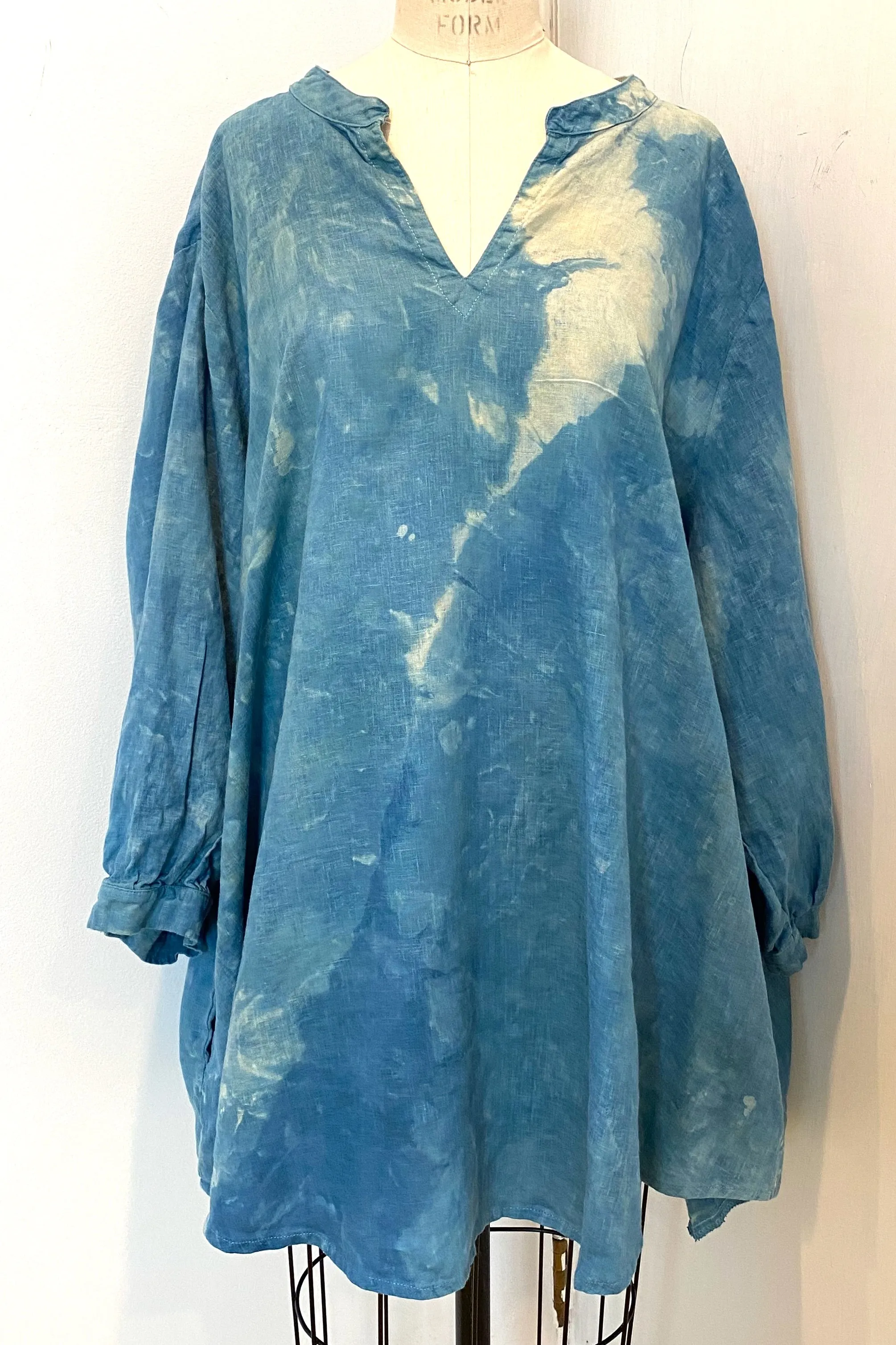 Botanically Dyed Linen Tunic in Blue Size 3