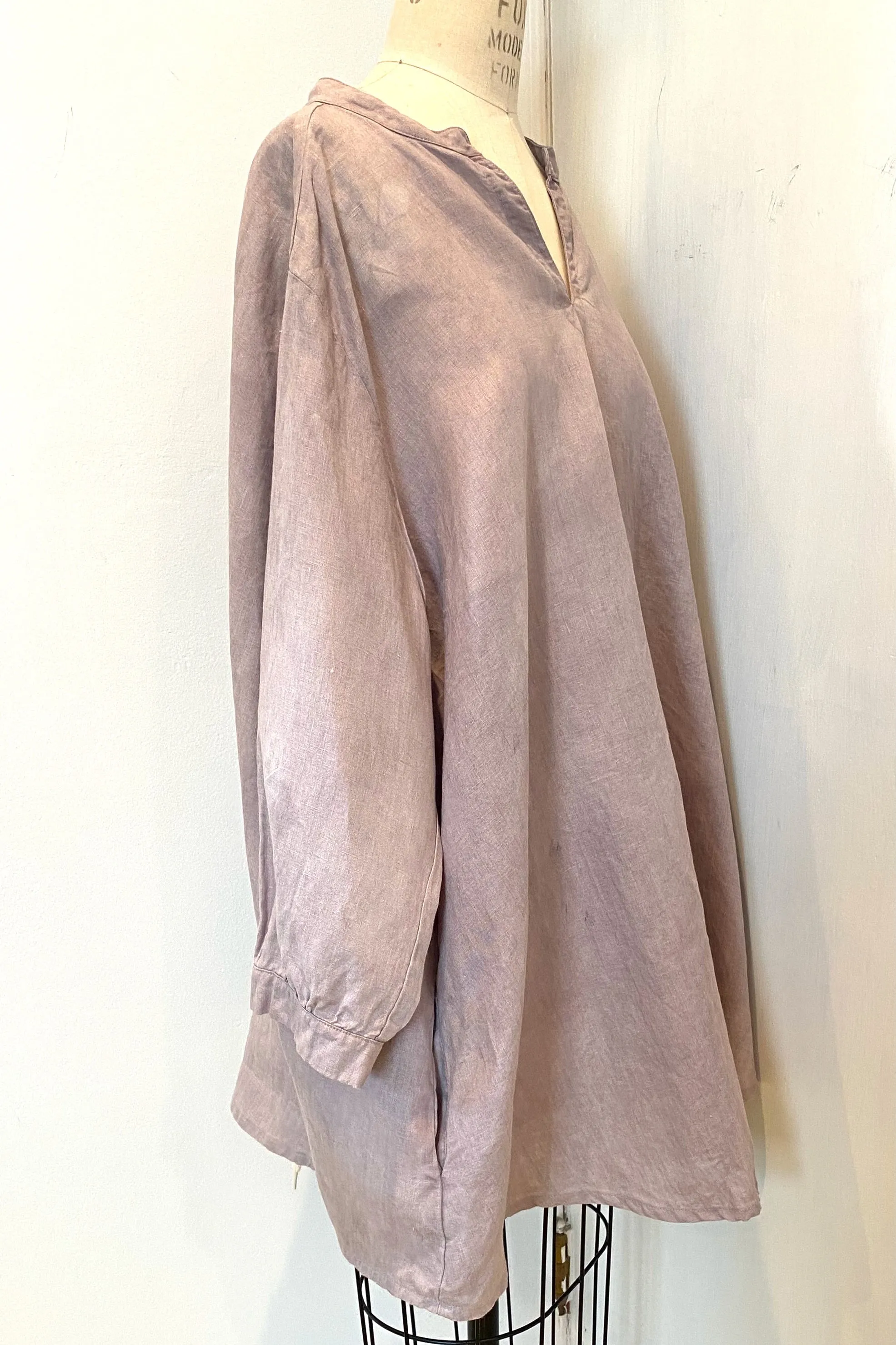 Botanically Dyed Linen Tunic in Mauve Size 2