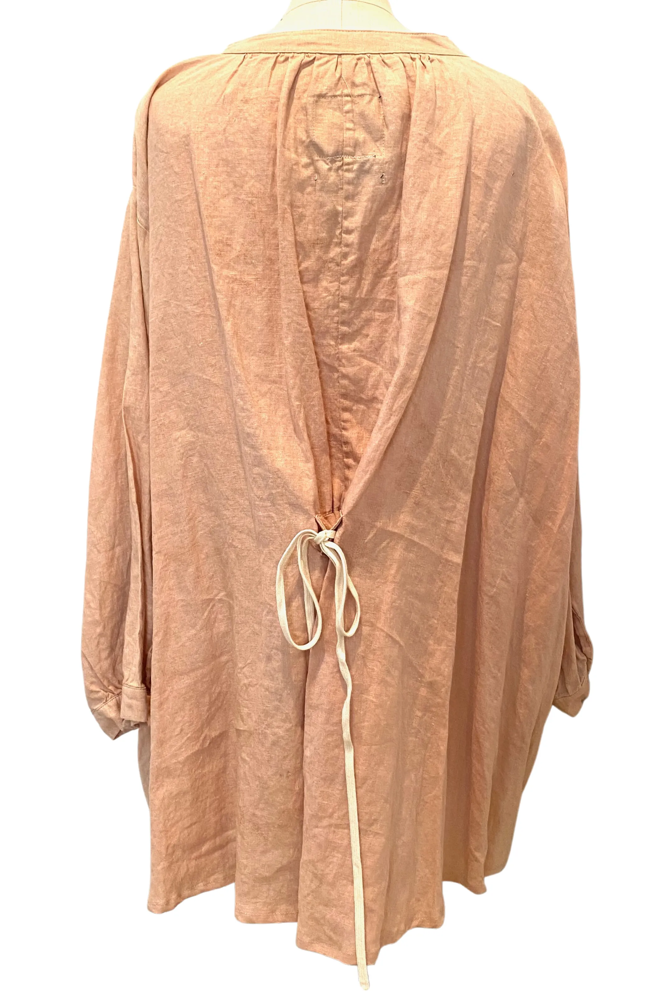 Botanically Dyed Linen Tunic in Peach