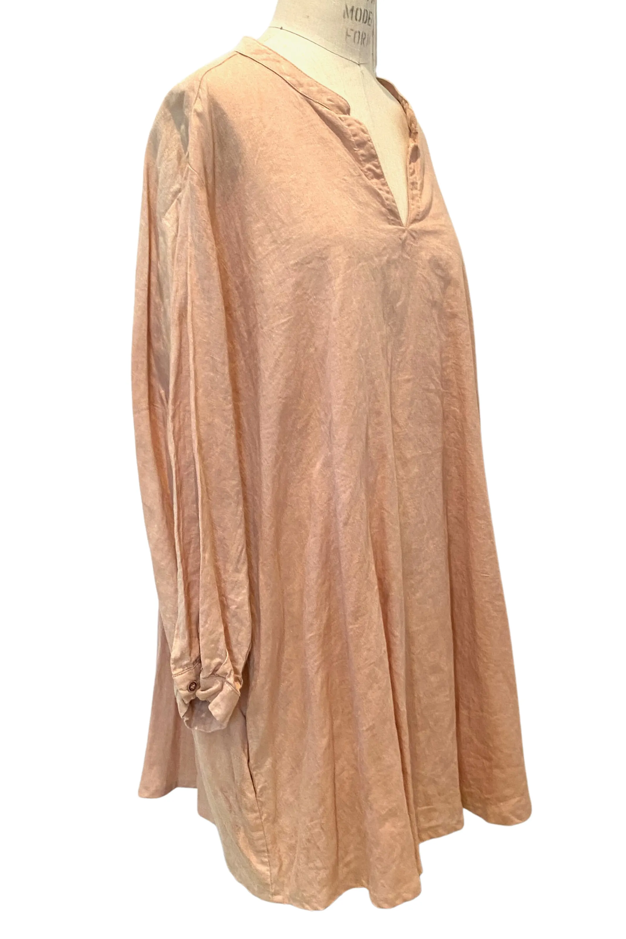 Botanically Dyed Linen Tunic in Peach