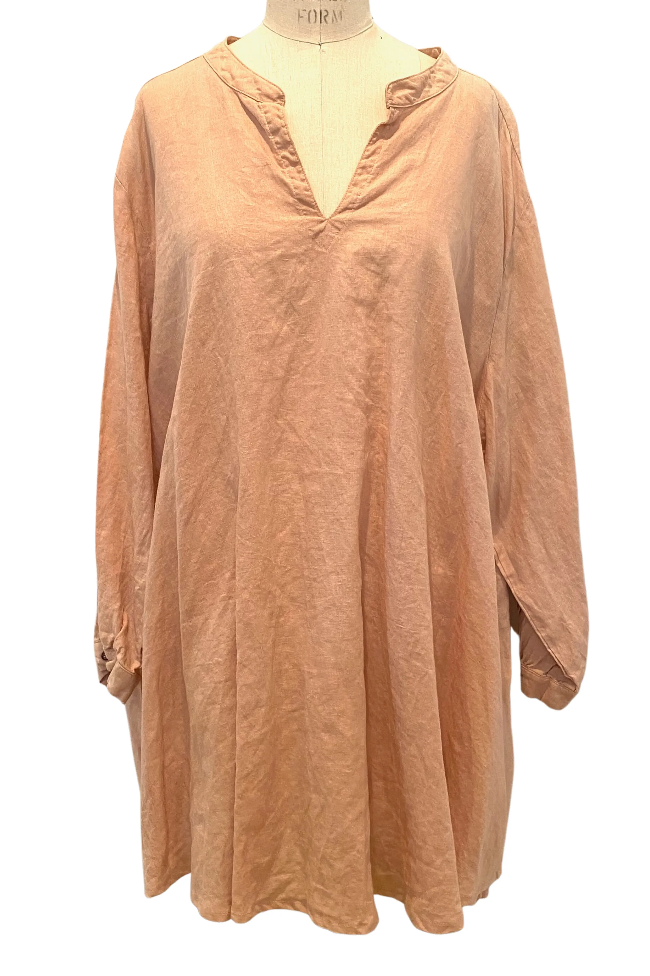 Botanically Dyed Linen Tunic in Peach