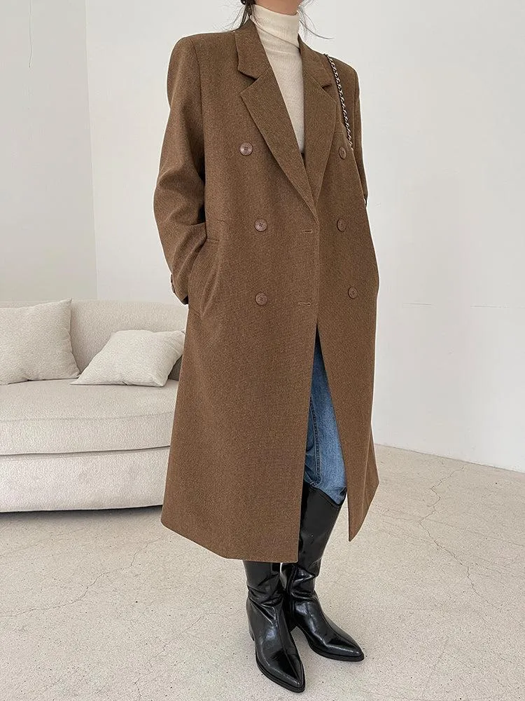 Brown Long Thicken Wool Overcoat