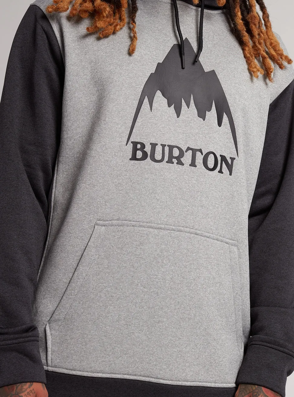 Burton Oak Pull Over Hoodie Mens Grey Heather / Black