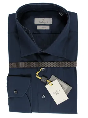 Canali Shirt Midnight Blue Stretch - Modern Fit 40 - 15 3/4