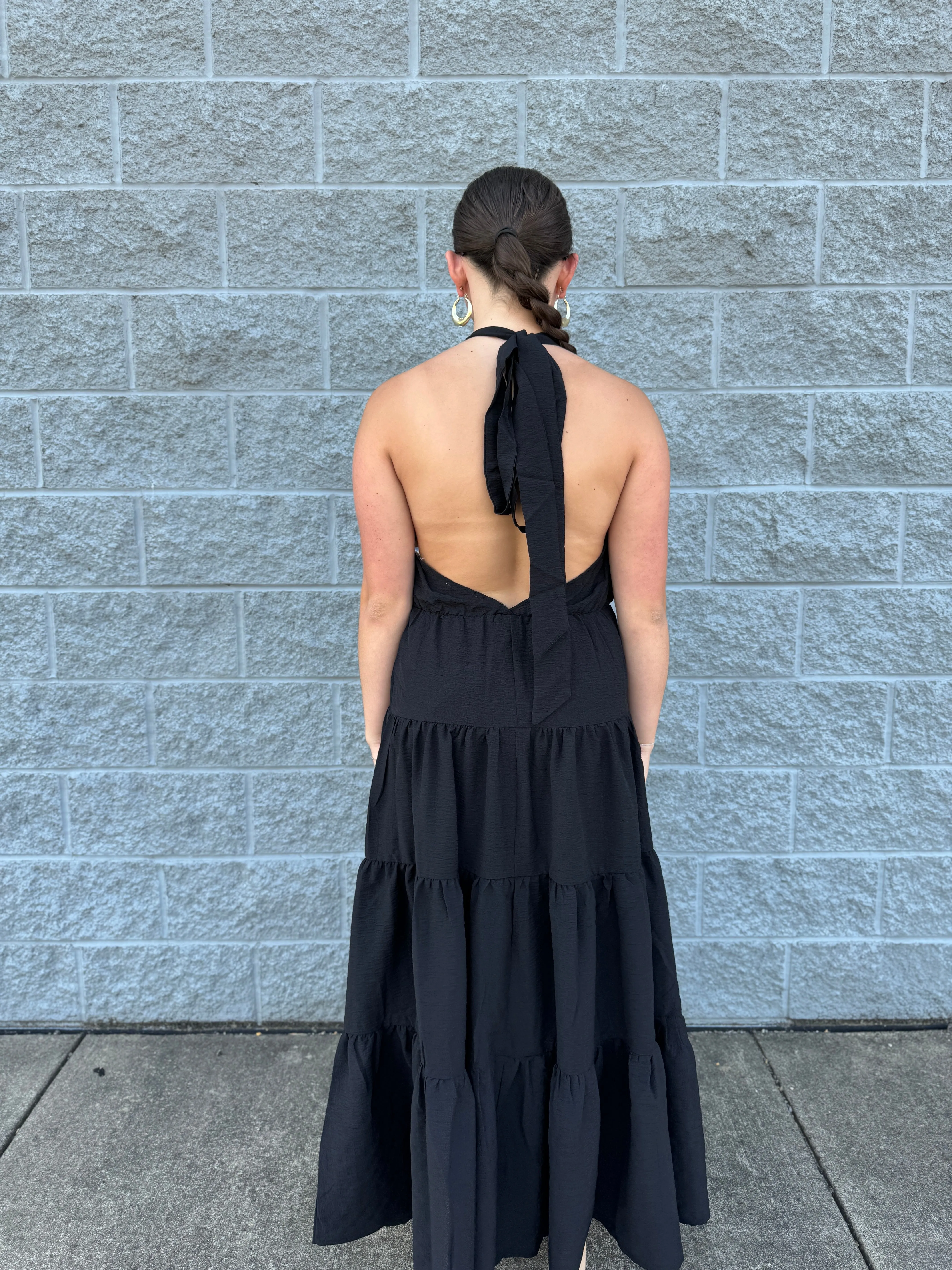 Char - A Mini Tie Back Tier Dress