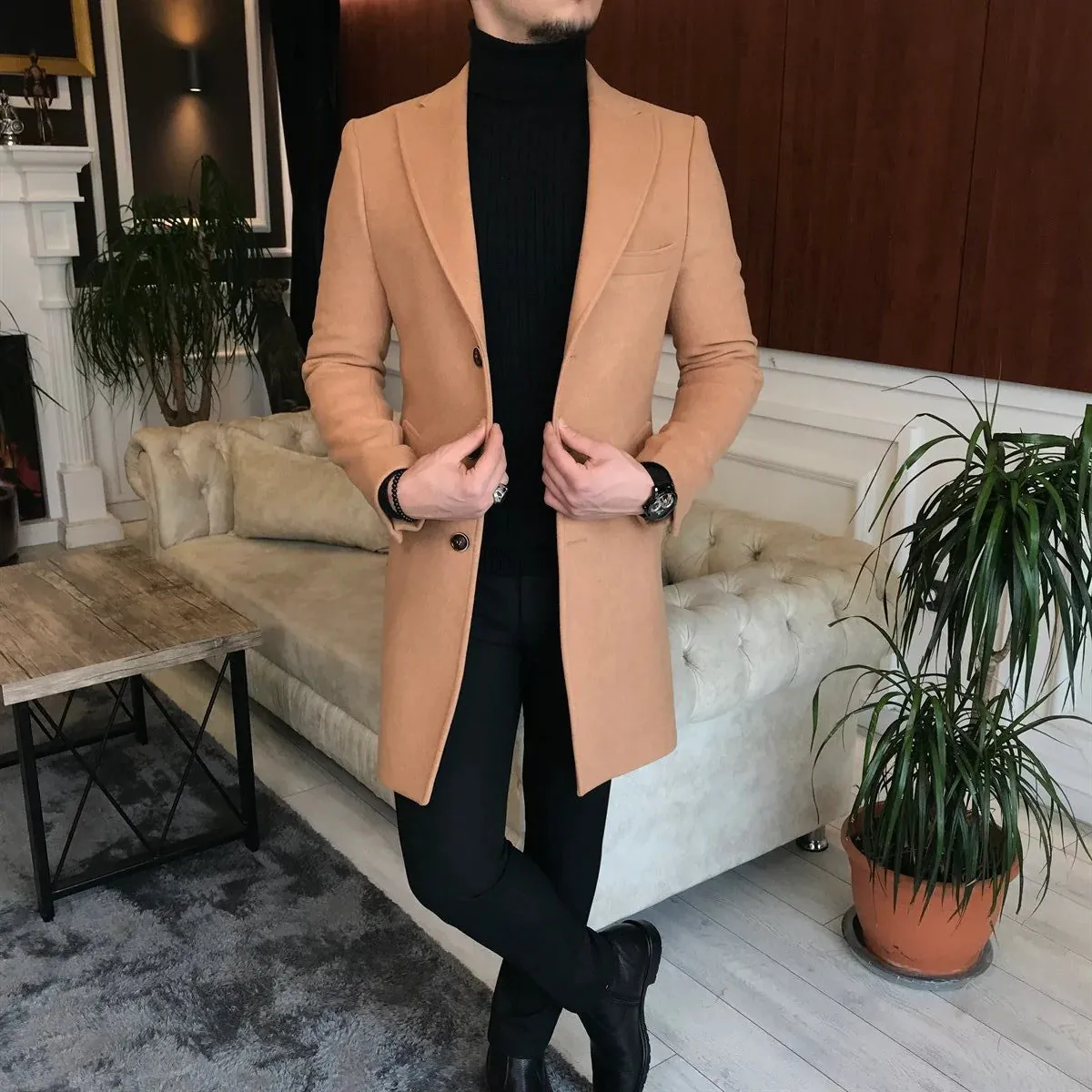 Charleston Camel Wool Blend Over Coat by Italian Vega®