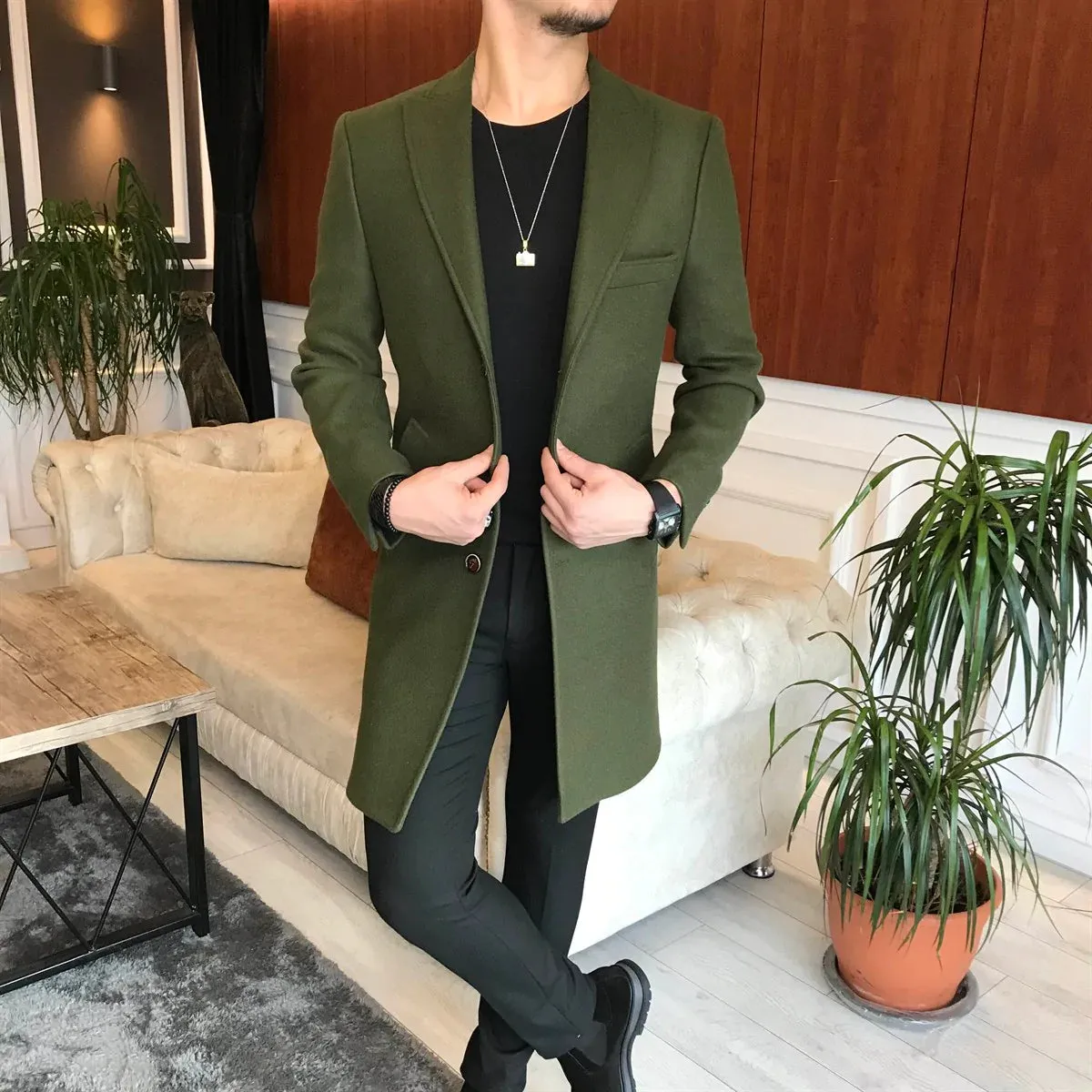 Charleston Dark Green Wool Blend Over Coat by Italian Vega®