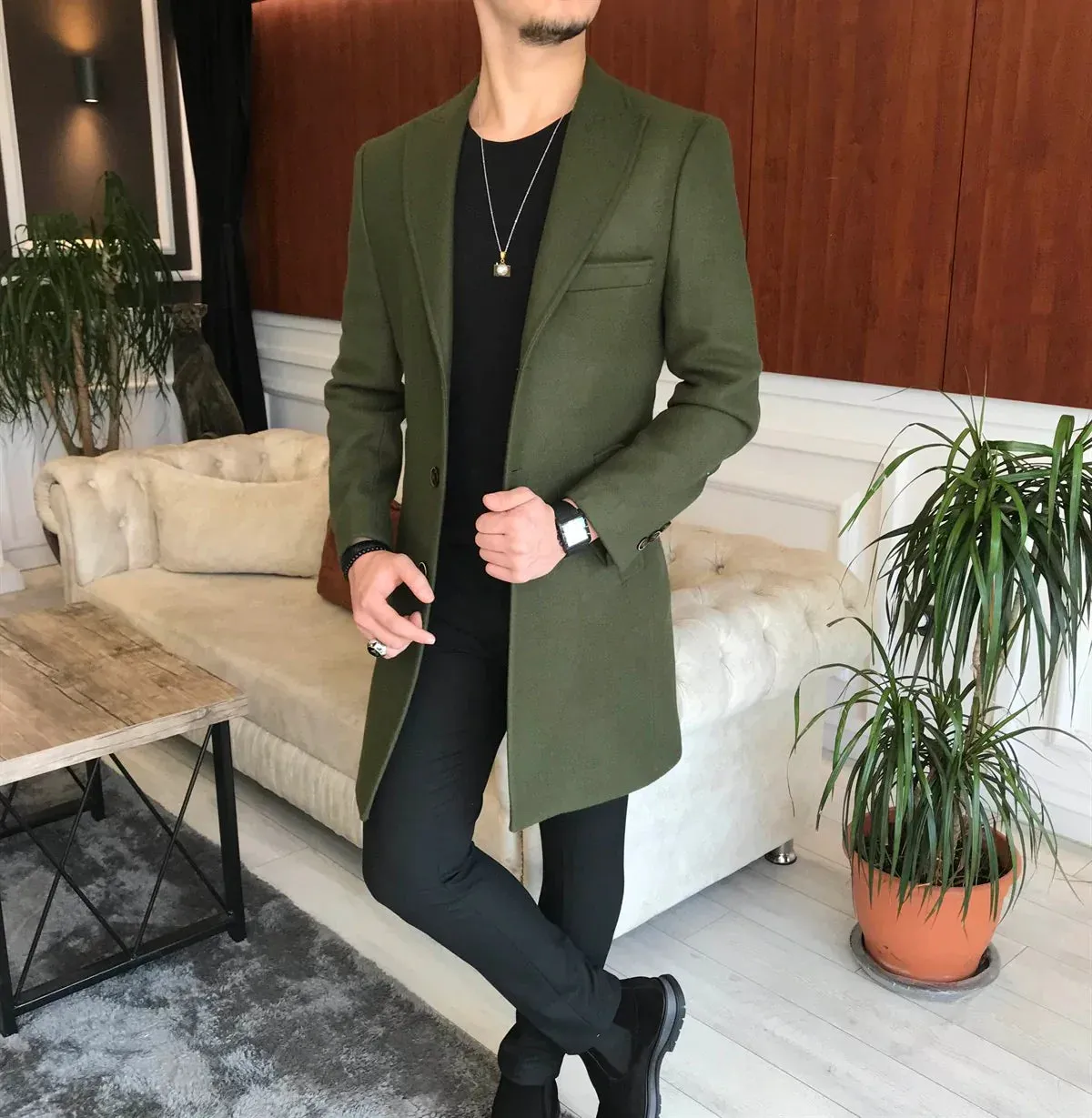 Charleston Dark Green Wool Blend Over Coat