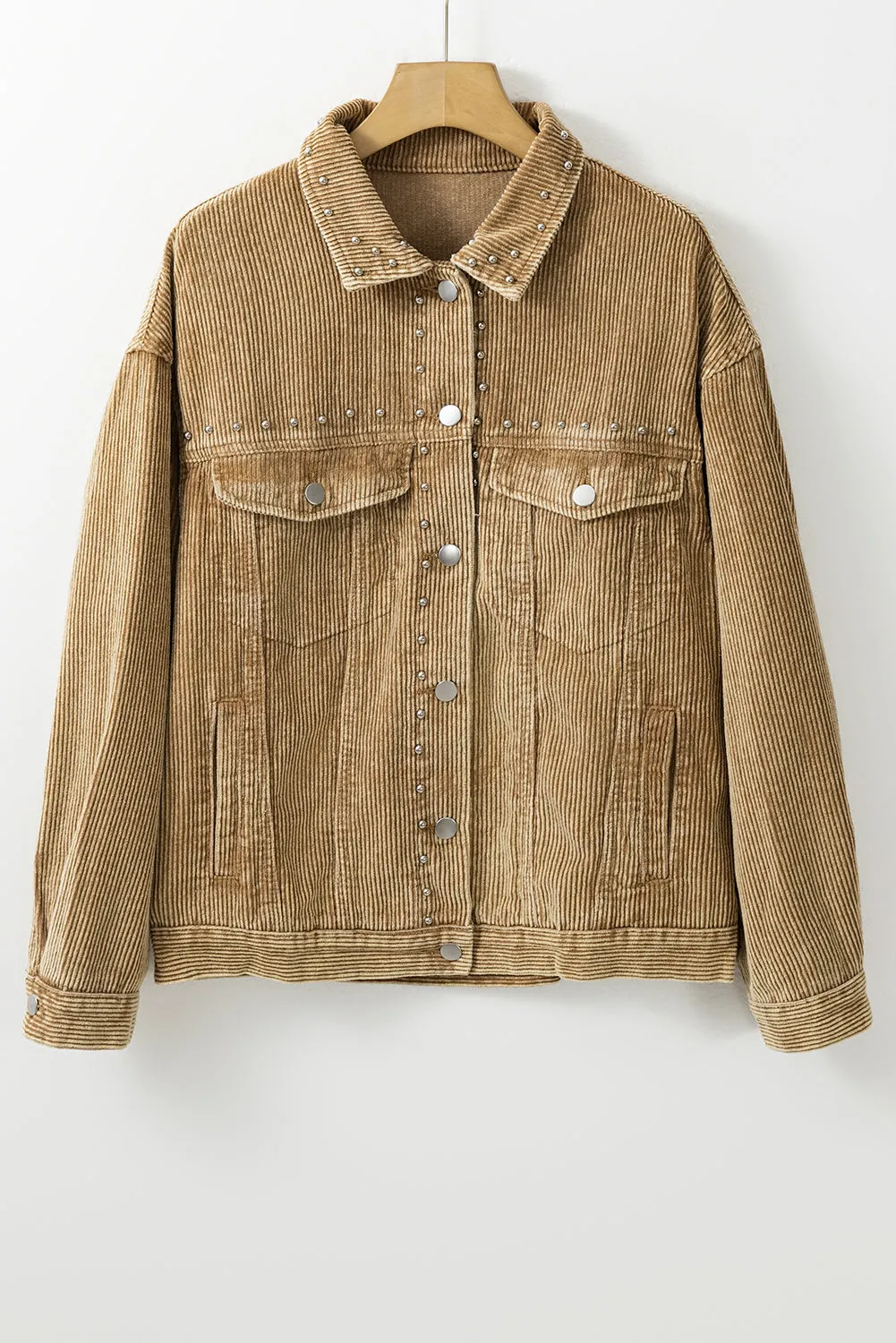 Corduroy Studded Button Front Jacket