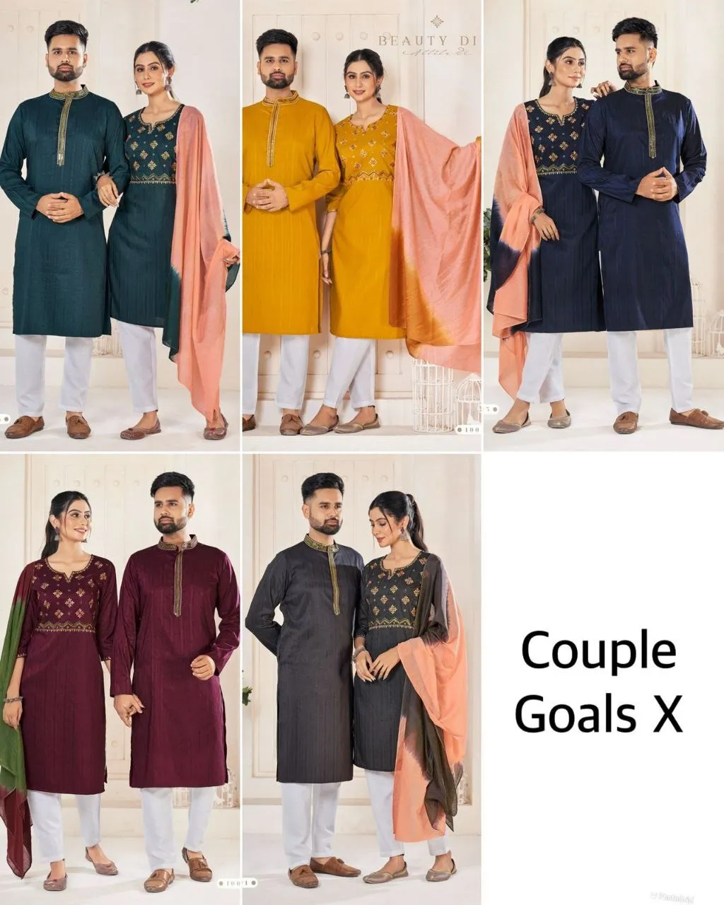 Couple Wear Indian Traditional Same Matching Outfits Set Dress