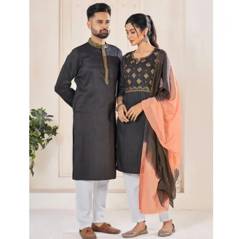 Couple Wear Indian Traditional Same Matching Outfits Set Dress