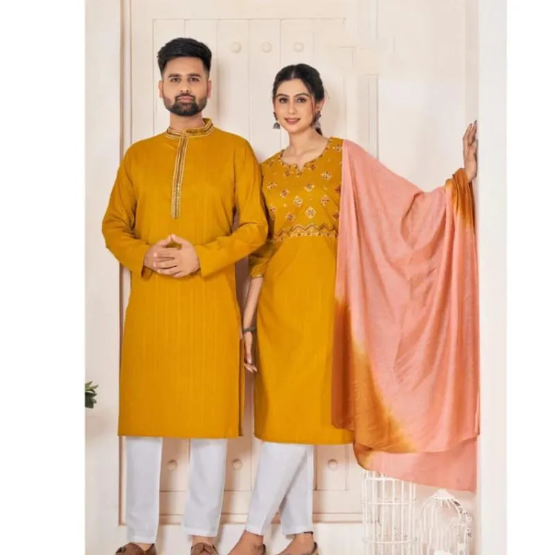 Couple Wear Indian Traditional Same Matching Outfits Set Dress