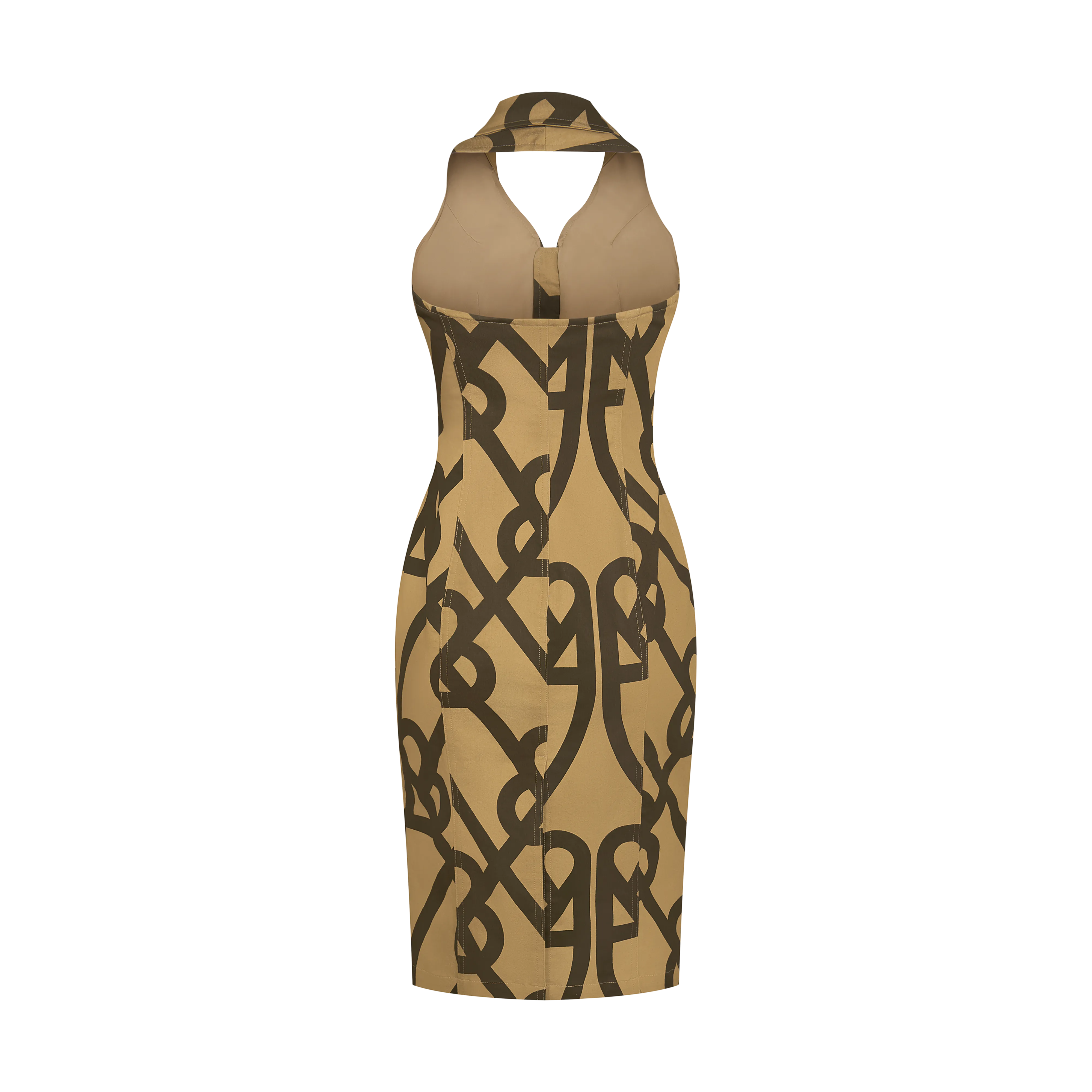 DENOGRAM HALTER DRESS-BROWN