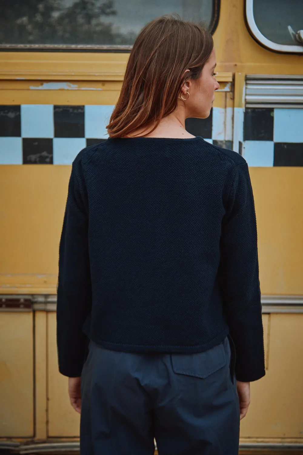 EMILIE Short Jacket in Organic Cotton - Navy