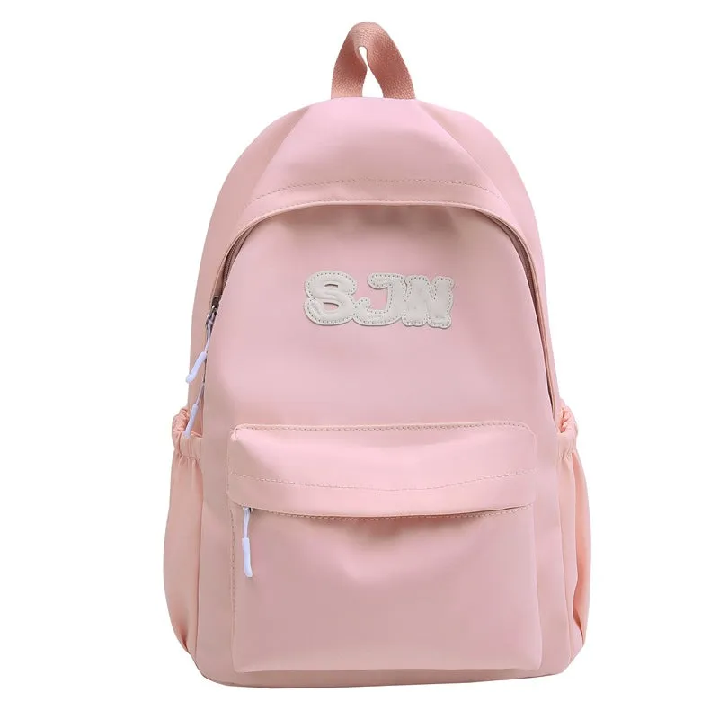 Female College Student Japanese Minimalist Style Pure Color Minimal Versatile Ins High School Student Backpack Schoolbag Niche Color Matching