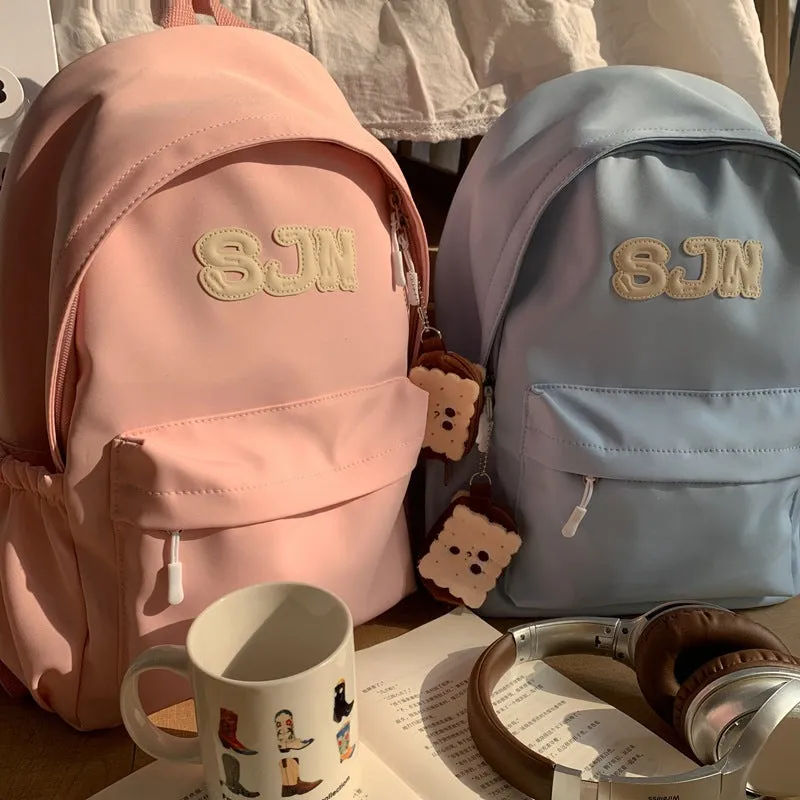 Female College Student Japanese Minimalist Style Pure Color Minimal Versatile Ins High School Student Backpack Schoolbag Niche Color Matching