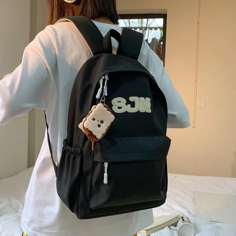 Female College Student Japanese Minimalist Style Pure Color Minimal Versatile Ins High School Student Backpack Schoolbag Niche Color Matching