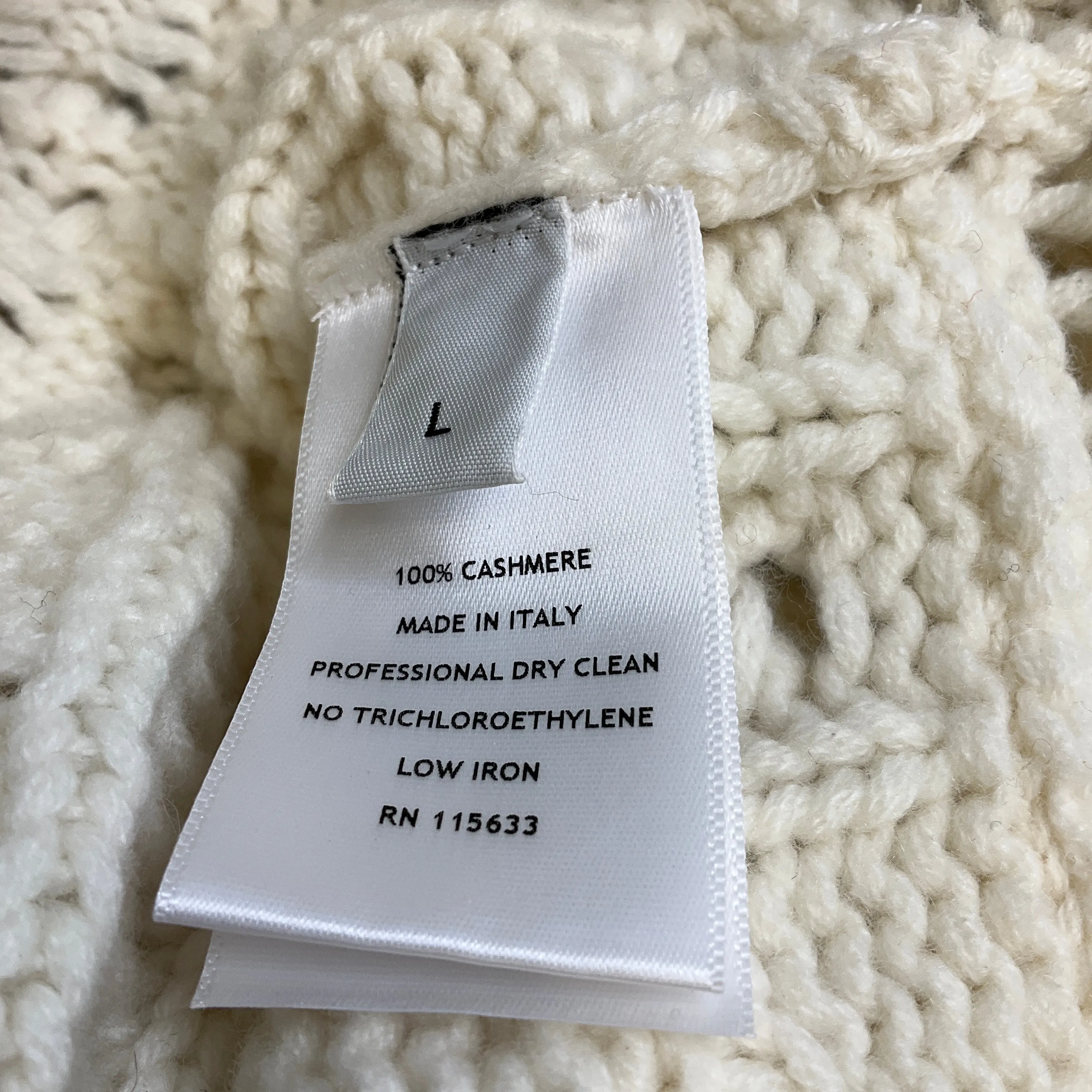 Gabriela Hearst Ivory Cashmere Cable Knit Peplum Hem Sweater