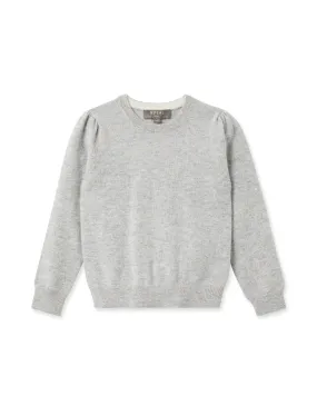 Girls Round Neck Cashmere Sweater Fumo Grey