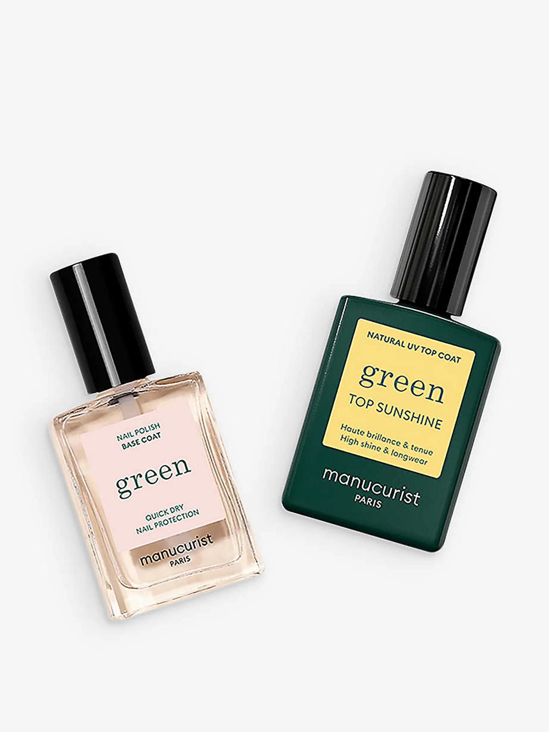 Green base and top coat nail polish set