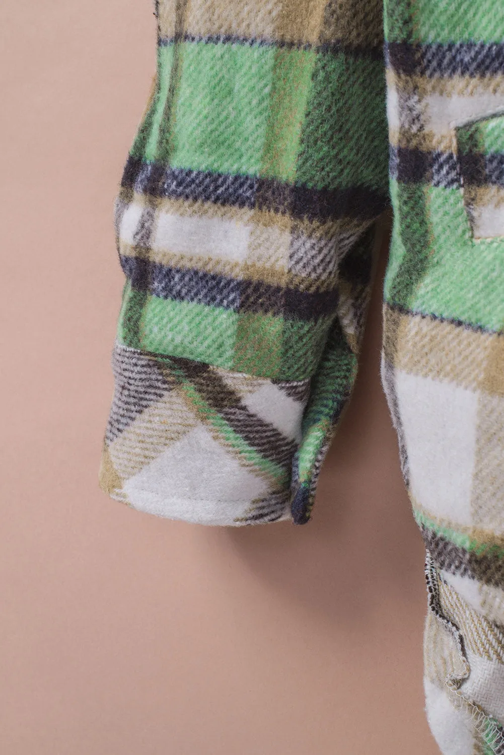 Green Plaid Shacket With Pocket