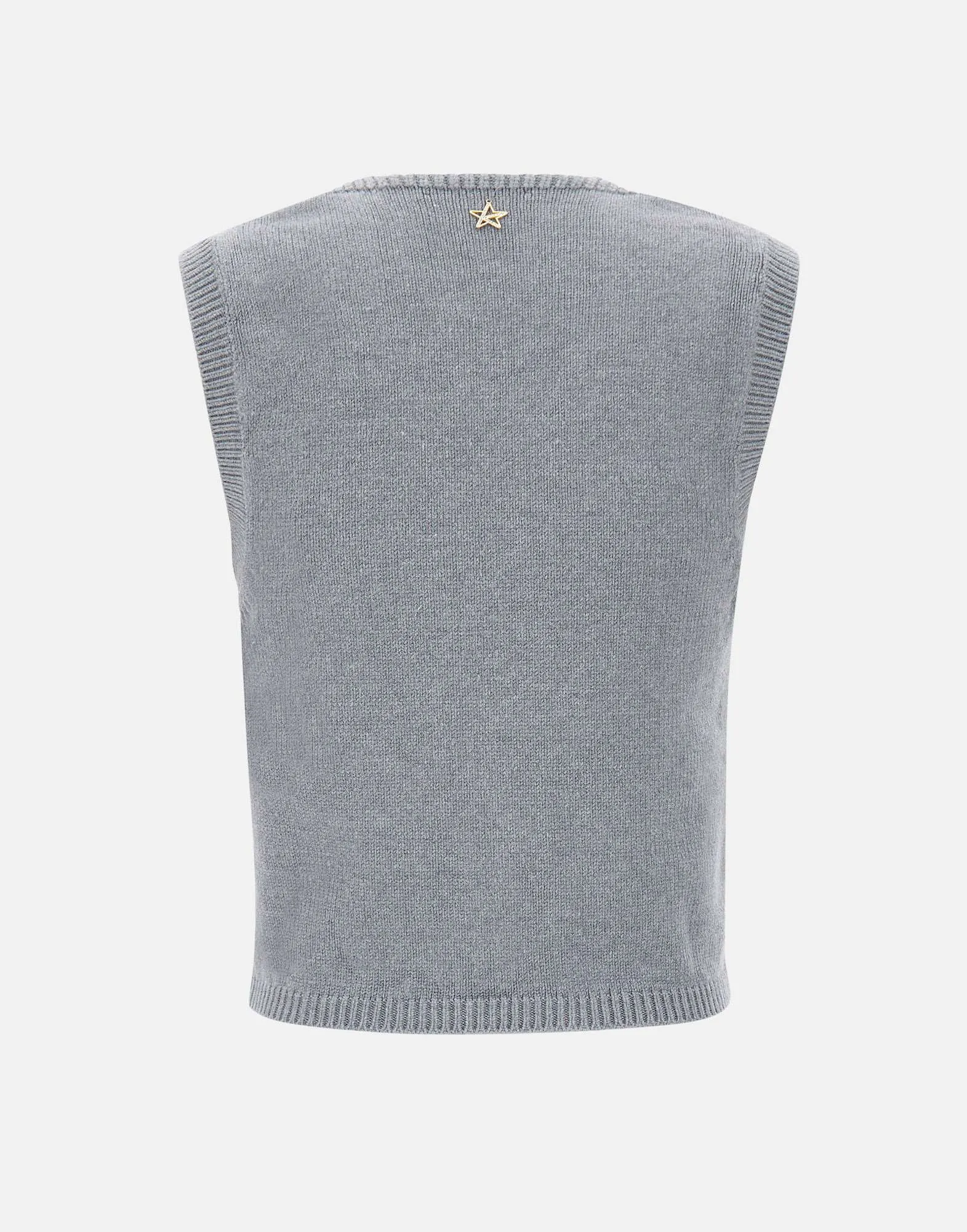 Grey Viscose Angora Knit Gilet