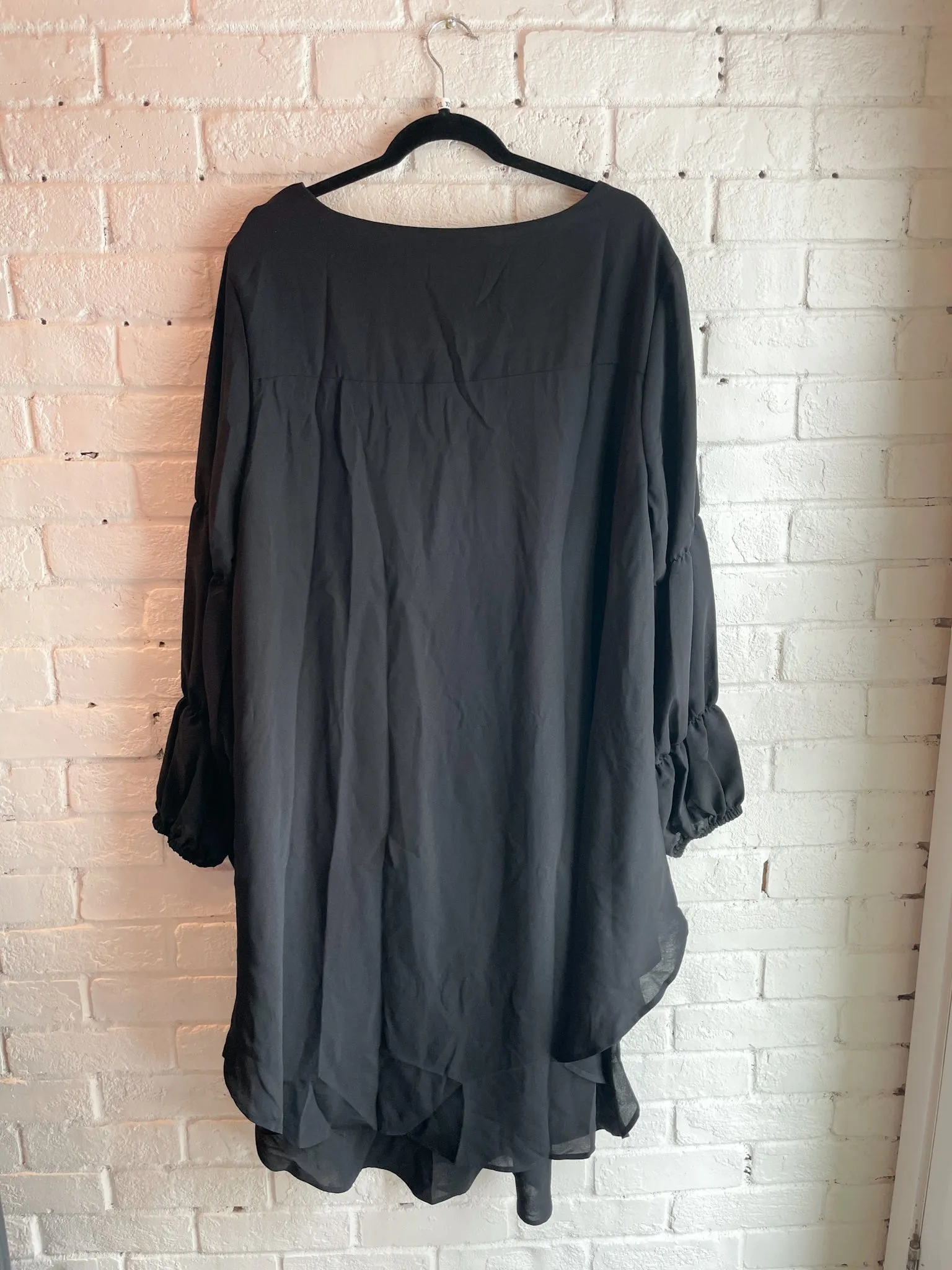 Hanna Nikole Black High Low Tunic Blouse with Lantern Sleeves NWT - Size 20W