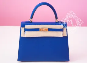 Hermes Bleu Electrique GHW Epsom Sellier Kelly 25 Handbag