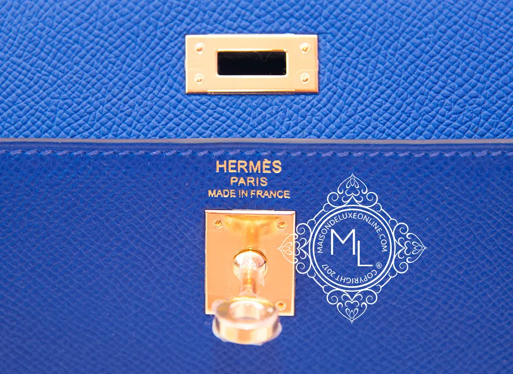 Hermes Bleu Electrique GHW Epsom Sellier Kelly 25 Handbag