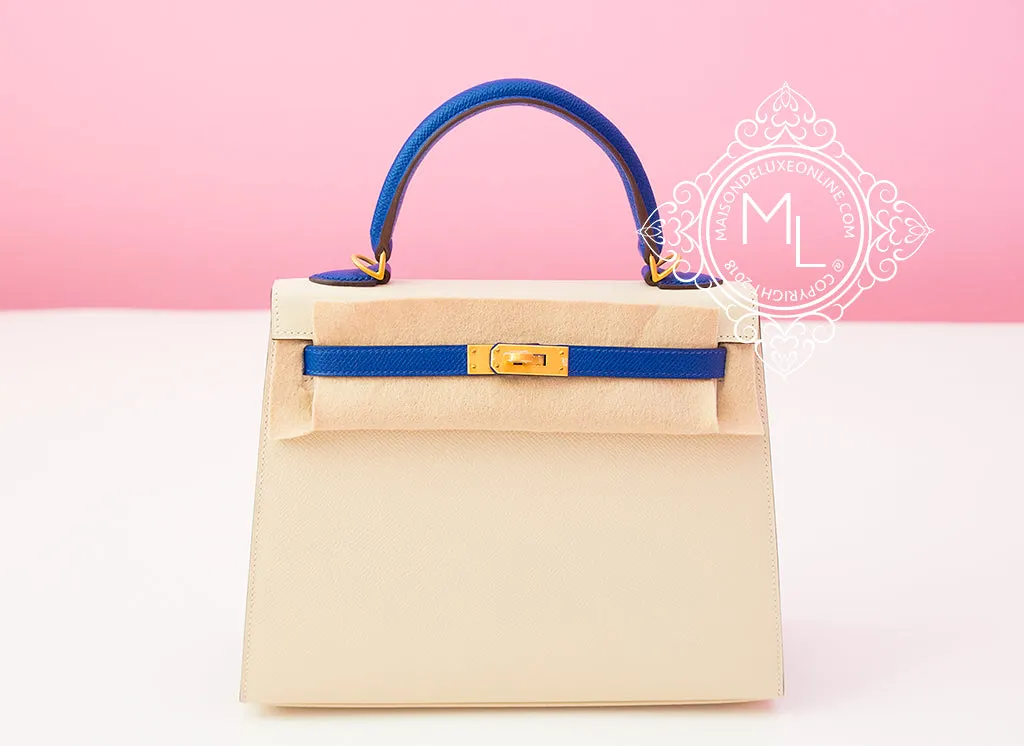 Hermes Craie   Blue Electrique HSS Sellier Kelly 25 Handbag